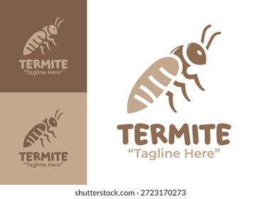 Ein modernes minimalistisches Termitenlogo, das für naturorientierte Marken, Ökologieprogramme und Insektenidentitätssysteme entwickelt wurde.