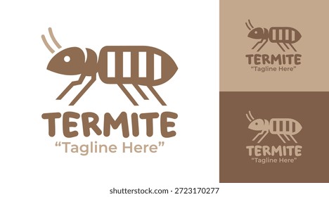 Ein modernes, minimalistisches Termitenlogo, das für Umweltmarken, Öko-Bildung und insektenbezogene Projekte entwickelt wurde.