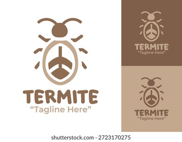 Ein modernes minimalistisches Termitenlogo, das sich für wissenschaftliche Projekte, Umweltmarken und visuelle Insektenthemen eignet.