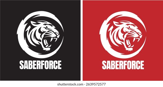 Modern Minimalist Tiger Head Logo Design for Saberforce Brand