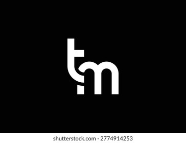 Modern Minimalist TM Letter Logo Monogram. Minimal, geometric lettermark conveys professionalism, unity, and contemporary style