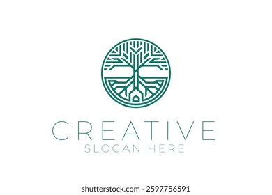 Modern minimalist tree of life logo design. Perfect for branding and corporate identity. Elegant