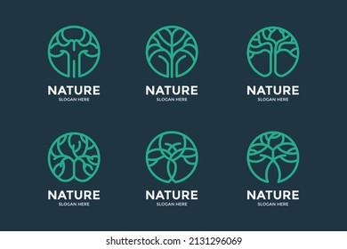 colección moderna de logotipo de árbol minimalista