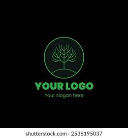 Modern Minimalist Tree Logo Design for Eco-Friendly and Sustainable Branding

