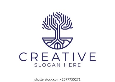 Modern minimalist tree logo design perfect for business branding. Clean lines and elegant style.