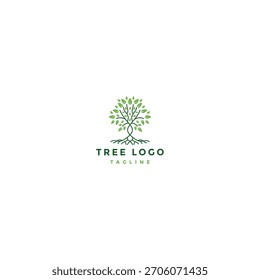 Modern Minimalist Tree Logo Design Template Flat Vector