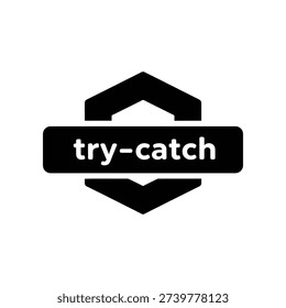Modern minimalist try-catch error handling shield logo for software development, coding tutorials, and programming education with clean design and professional aesthetic.