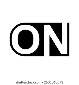 Modern, minimalist typography illustration with bold letters ON isolated