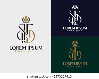 Modern Minimalist Typography Logo with Golden Crown Accent