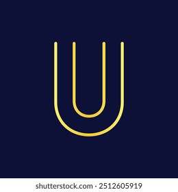 Modern Minimalist U Initial Logo in Gold