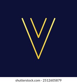 Modern Minimalist V Initial Logo in Gold