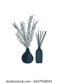Florero minimalista moderno con Ilustración vectorial de flores