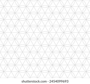 Patrón geométrico sin fisuras de Vector minimalista moderno con líneas finas, hexágonos, triángulos, círculos, cuadrícula. Fondo abstracto blanco y gris. Textura lineal simple. Diseño geo repetido mínimo sutil