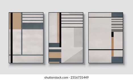 Modern minimalist vector geometric triptych