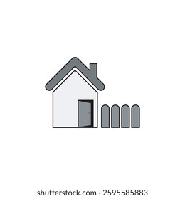  A modern and minimalist vector icon featuring a small house. The house has a simple, cozy design