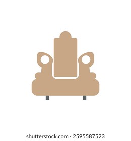 A modern and minimalist vector icon featuring a single sofa. The sofa has a cozy and elegant design
