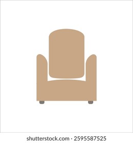 A modern and minimalist vector icon featuring a single sofa. The sofa has a cozy and elegant design