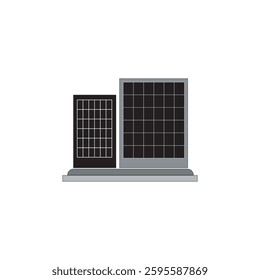 A modern and minimalist vector icon featuring a business building