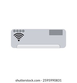 A modern and minimalist vector icon featuring an air conditioner with technology elements.
