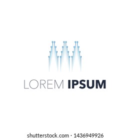 modern minimalist  vector logo, blue vertical lines and dots
