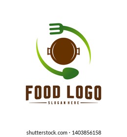 Modern minimalist vector logo of food. Cooking logo Template. Label for design menu restaurant or cafe. Icon Symbol.