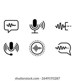Moderno minimalista de gravação de voz ícones som onda microfone falação fone de ouvido