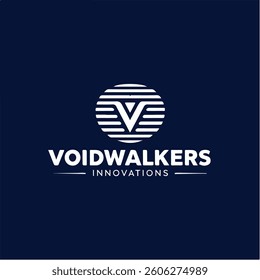 Modern Minimalist VOIDWALKERS Logo Design on Navy Background Logo