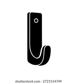 Gancho de parede minimalista moderno para pendurar roupas e toalhas banheiro hardware silhueta vetor ilustração preto branco design