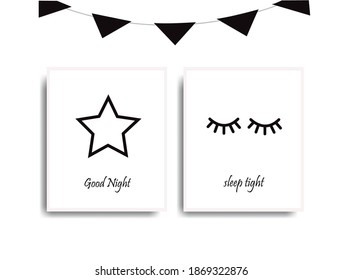 Modern minimalist wall poster, in black and white color