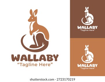 Ein modernes minimalistisches Wallaby-Logo, das sich für Öko-Branding, Wildtiererziehung und Tieridentitätssysteme eignet.