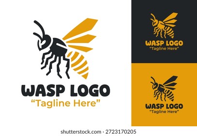 Um logotipo moderno minimalista da vespa projetado para marcas impactantes, temas de insetos e fortes conceitos de identidade.