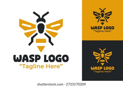 Um logotipo moderno minimalista da vespa adequado para identidades de marca afiadas, projetos de pesquisa de insetos e visuais ousados.