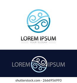 Modern minimalist wave water vector logo design with abstract ocean swirl concept