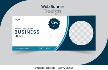 Modern minimalist Web banner template design  horizontal and square vector template.
