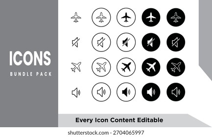 Modern Minimalist Web and Mobile App Icon Bundle Pack Featuring Clean Editable Vector Symbols for UI, UX, Business, Technology, and Digital Design Projects