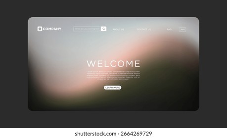 Modern and minimalist website template design with welcome message and clear navigation elements