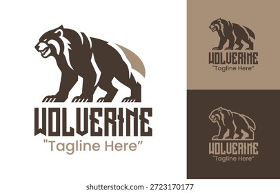 Um logotipo wolverine minimalista moderno adequado para identidades de marca poderosas e visuais inspirados na vida selvagem.