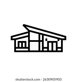 modern minimalist wood cabin wooden line icon vector. modern minimalist wood cabin wooden sign. isolated contour symbol black illustration
