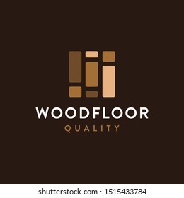 Modern minimalist wood flooring logo icon vector template on dark background