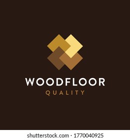 Modern minimalist wood flooring logo icon vector template on dark background