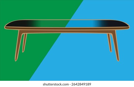 Modern minimalist wooden table design featuring clean lines and smooth surface, ideal for home interior, workspace, and contemporary furniture illustrations.
