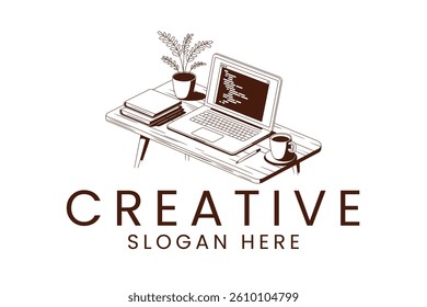 Modern minimalist workspace featuring a laptop books and coffee. Perfect for blog posts