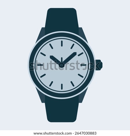 Modern Minimalist Wristwatch Vector, Men Hand Watch Vector Illustration isolated on white background