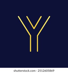 Modern Minimalist Y Initial Logo in Gold