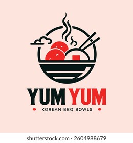 Modern Minimalist YUM YUM Korean BBQ Bowls Logo
