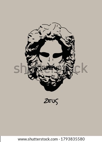 Modern and Minimalist Zeus Vector Art Portrait. Shadow Drawing of Greek God Stock photo © 