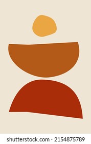 Modern minimalistic abstract art. Modern wall decor. Creative art poster in boho style. Geometric shapes. Boho abstraction. Minimalism.