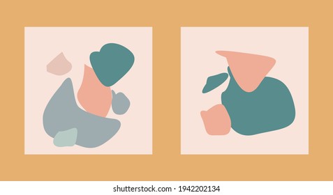 Modern minimalistic abstract boho style posters. Vector illustration. Design for wall art prints, postcards, covers.