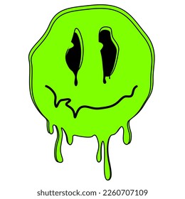 afiches abstractos modernos y minimalistas con formas geométricas y sonrisa de neón. Huella de lema retro con cara de sonrisa - gráfico Hipster. Con elementos de ilusión en estilo ácido En estilo Techno