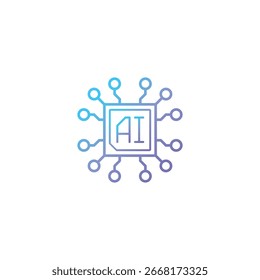 Modern minimalistic AI configuration ai and setting icon line Vector. Artificial intelligence icon ai outline icon idea robot concept. Artificial intelligence symbol isolated on white background